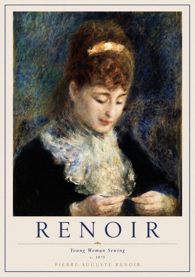 Renoir Young Woman Sewing II No2 - Plakat