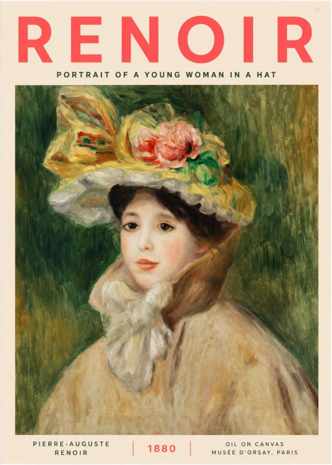 Renoir Portrait of a Young Woman in a Hat No2 - Plakat