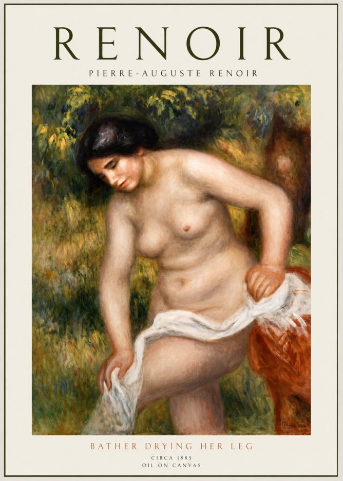 Renoir Bather Drying Her Leg No1 - Plakat