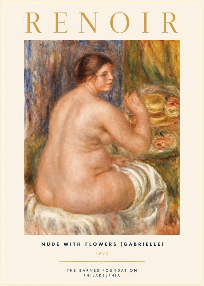 Renoir Seated Nude with Flowers (Also Known as the Large Bather) No2 - Plakat