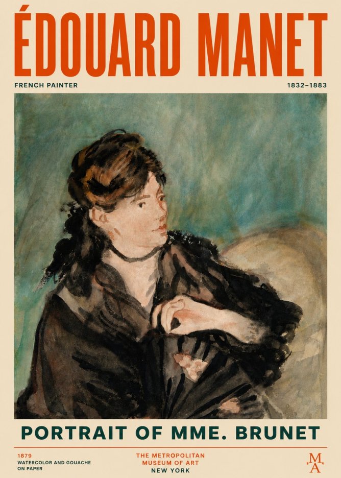 Édouard Manet Portrait of Mme. Brunet No5 - Plakat