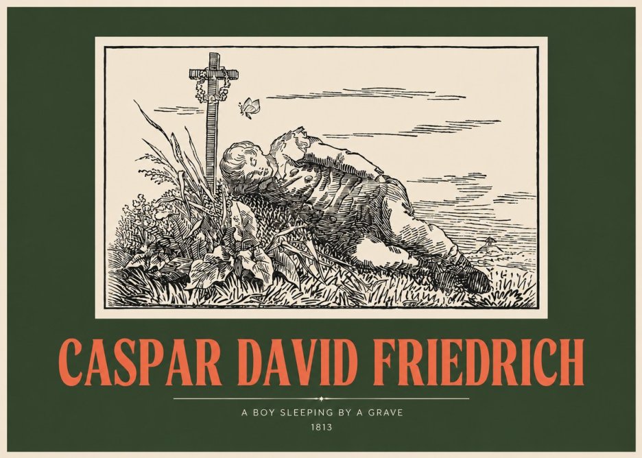 Caspar David Friedrich A Boy Sleeping by a Grave No2 - Plakat