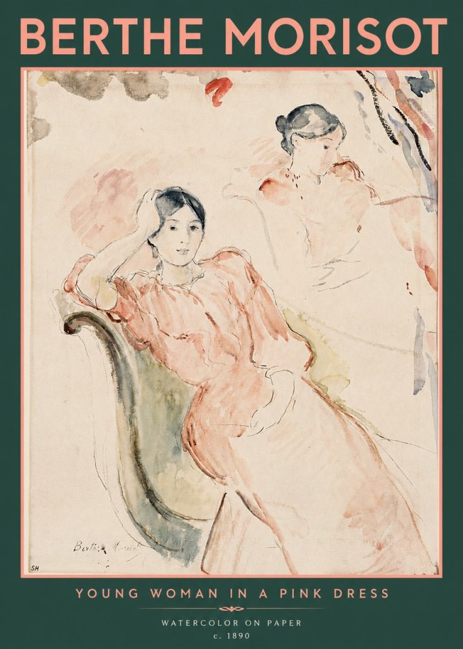 Berthe Morisot Young Woman in a Pink Dress II No5 - Plakat
