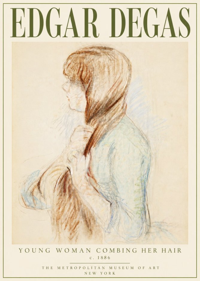 Edgar Degas Young Woman Combing Her Hair No4 - Plakat