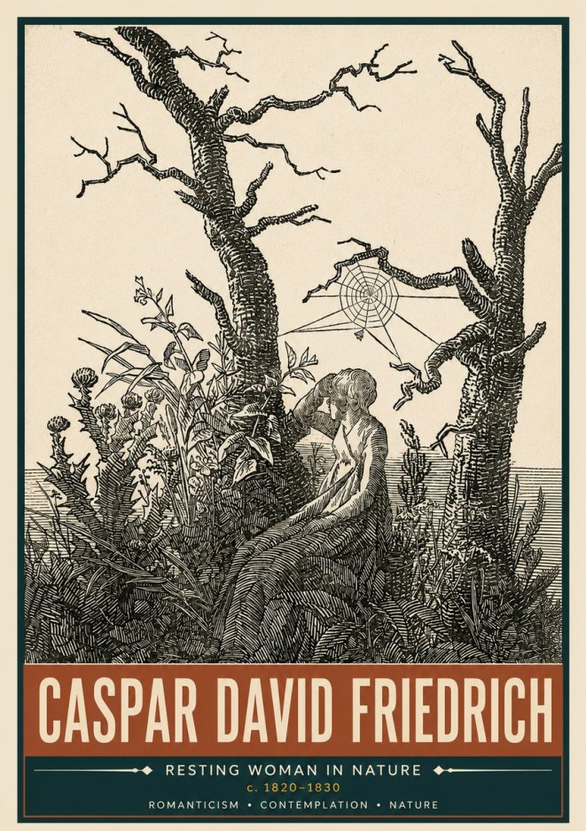Caspar David Friedrich Resting Woman in Nature No5 - Plakat