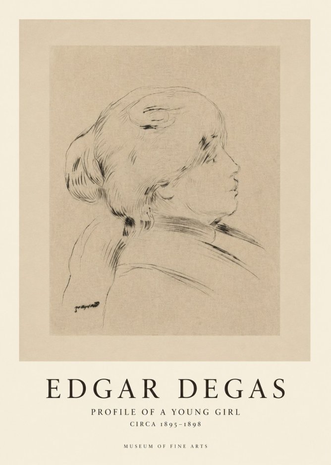 Edgar Degas Profile of a Young Girl No1 - Plakat