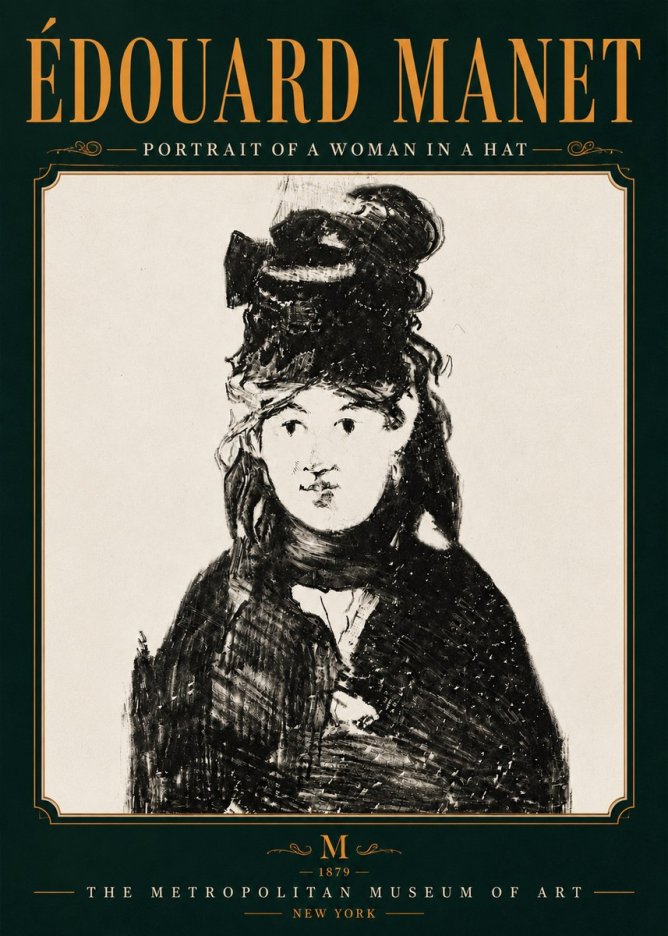 Édouard Manet Portrait of a Woman in a Hat No6 - Plakat