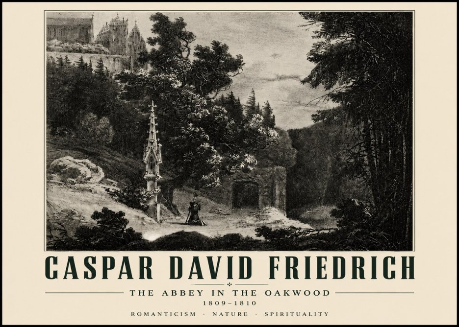 Caspar David Friedrich The Abbey in the Oakwood No4 - Plakat