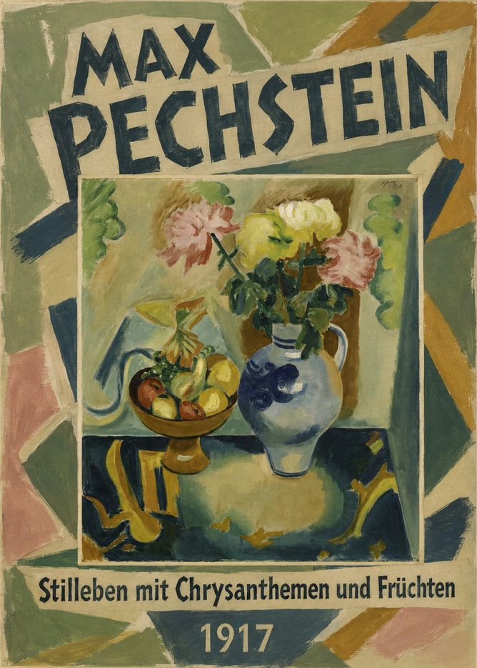 Max Pechstein Stilleben Mit Chrysanthemen Und Früchten No1 - Plakat