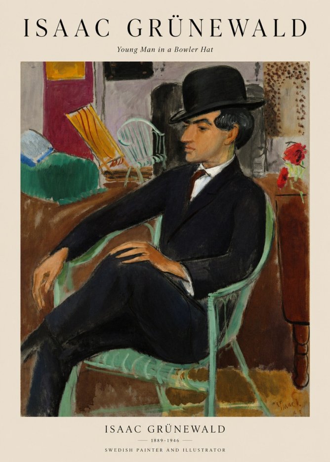 Isaac Grünewald Young Man in a Bowler Hat No1 - Plakat