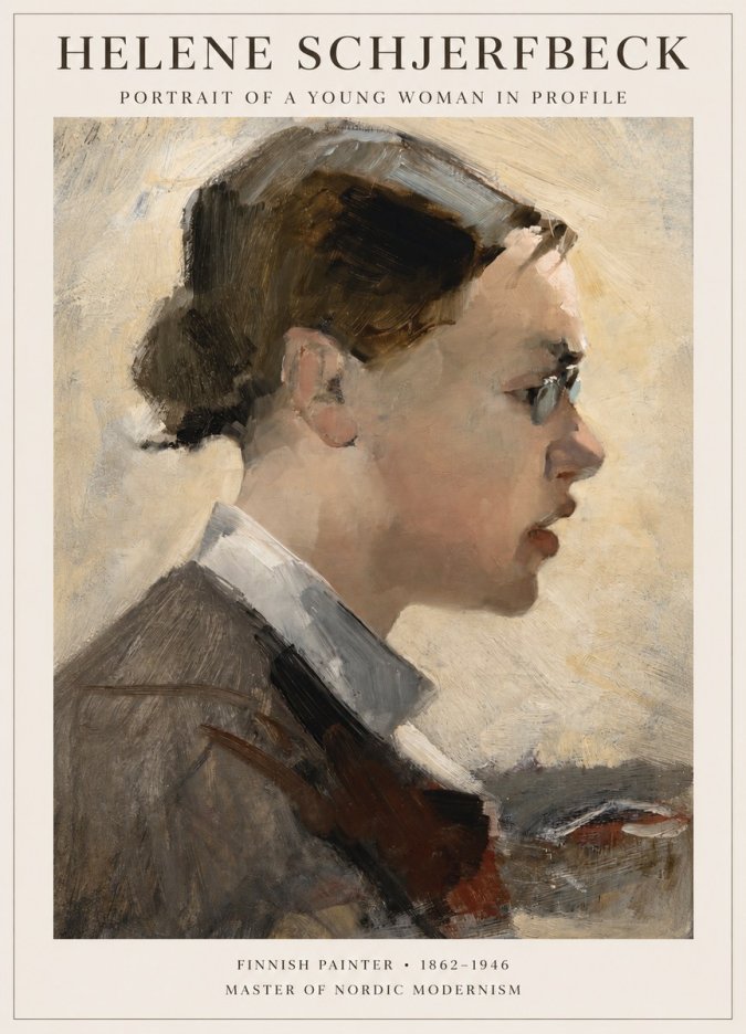 Helene Schjerfbeck Portrait of a Young Woman in Profile No1 - Plakat