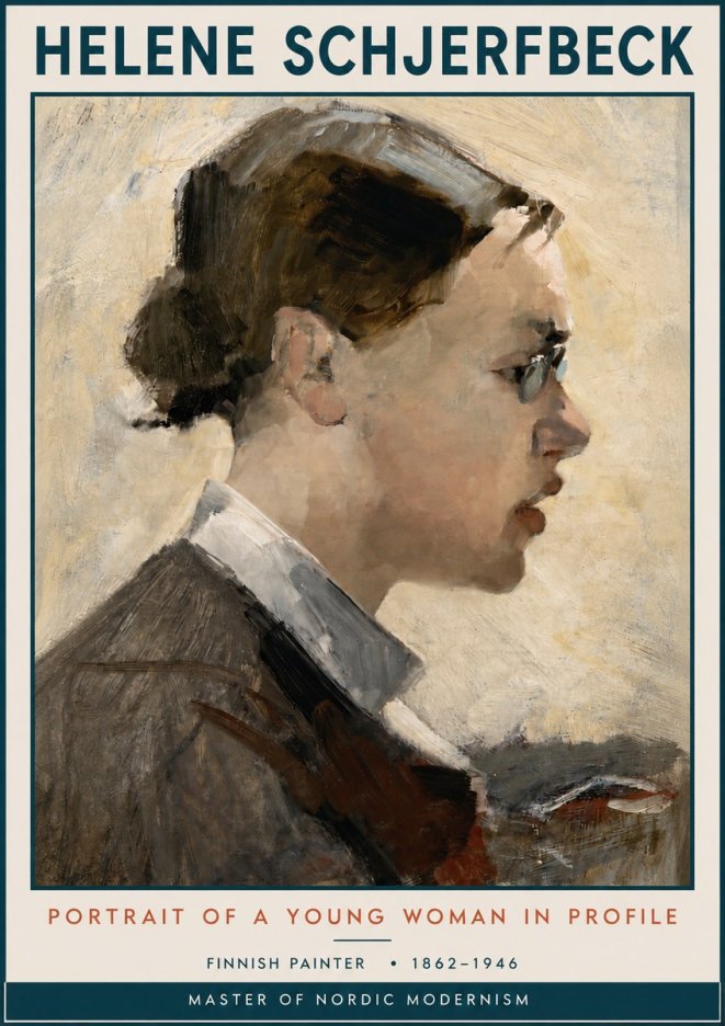 Helene Schjerfbeck Portrait of a Young Woman in Profile No3 - Plakat