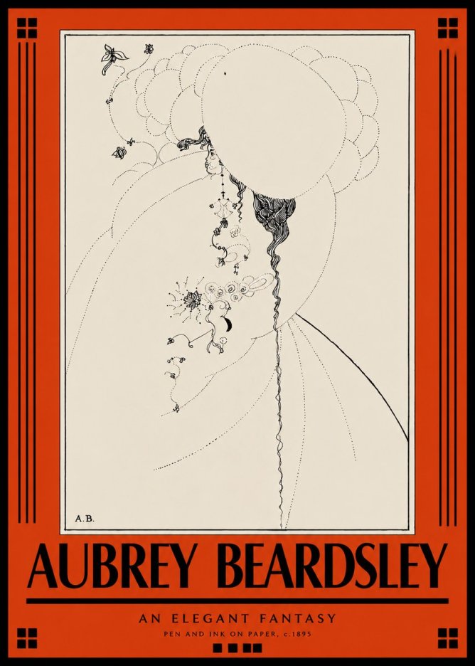 Aubrey Beardsley An Elegant Fantasy No3 - Plakat