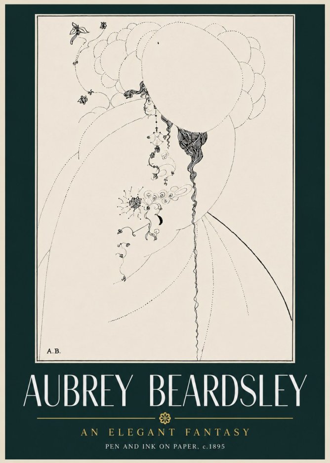 Aubrey Beardsley An Elegant Fantasy No4 - Plakat
