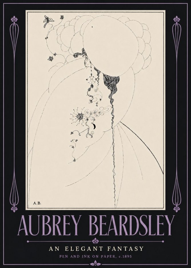 Aubrey Beardsley An Elegant Fantasy No6 - Plakat