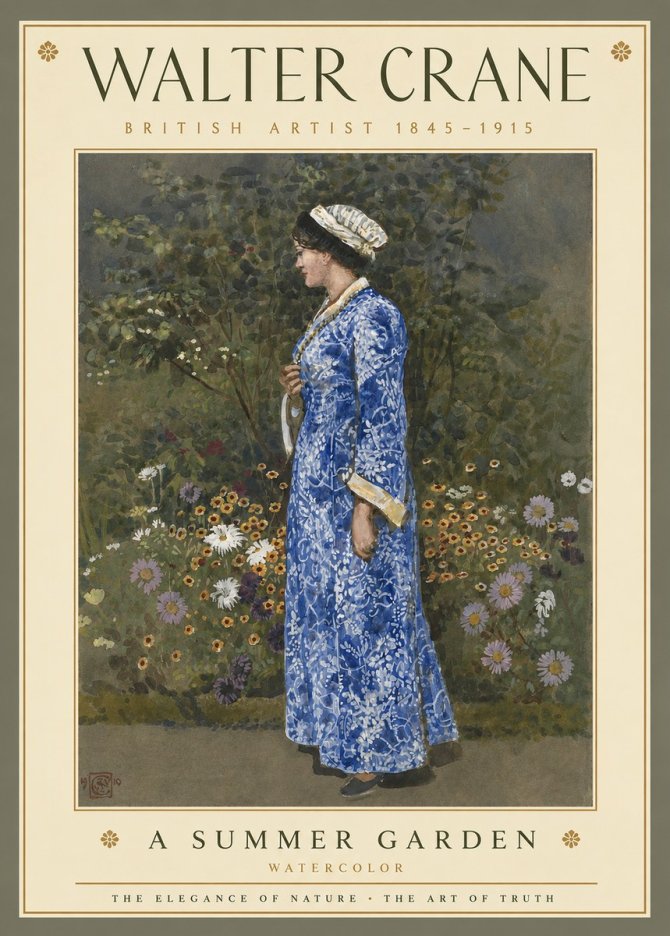Walter Crane A Summer Garden No3 - Plakat