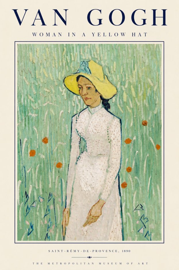 Van Gogh Woman in a Yellow Hat No3 - Plakat