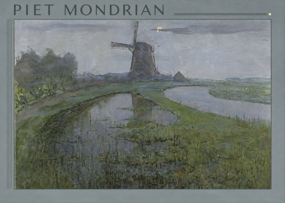 Piet Mondrian Windmill by the Water II No1 - Plakat