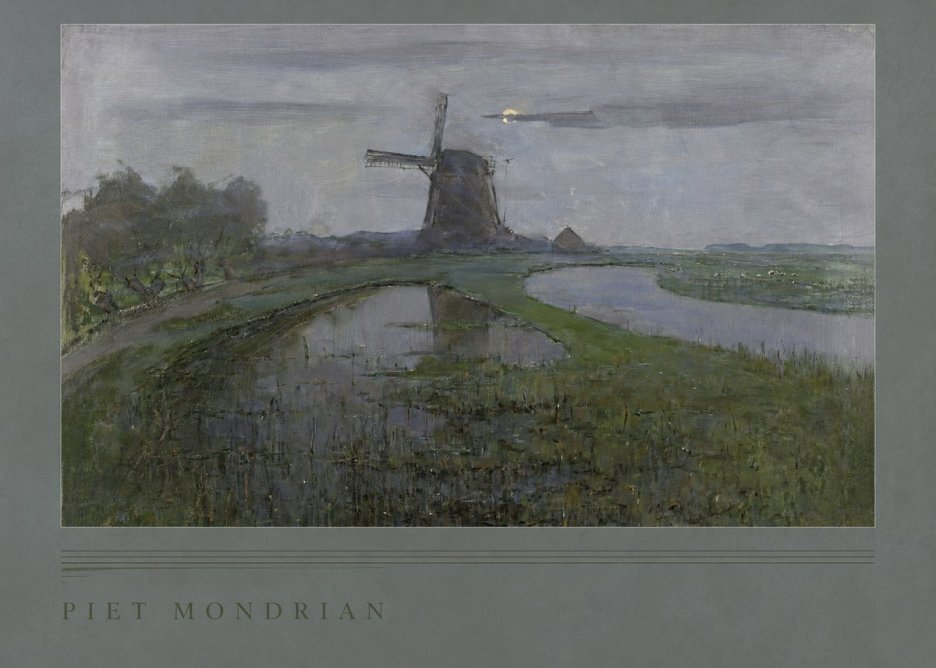Piet Mondrian Windmill by the Water II No2 - Plakat