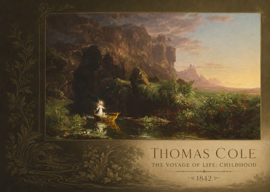 Thomas Cole The Voyage of Life: Childhood IV No2 - Plakat