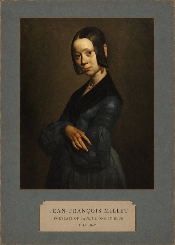 Jean-François Millet Portrait of Pauline Ono in Blue No2 - Plakat