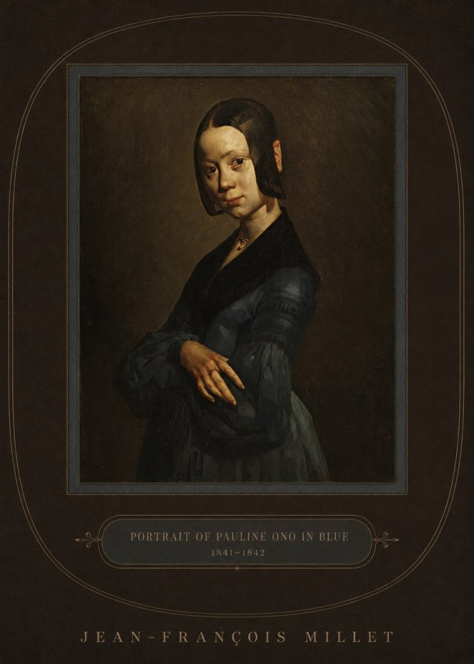 Jean-François Millet Portrait of Pauline Ono in Blue No4 - Plakat