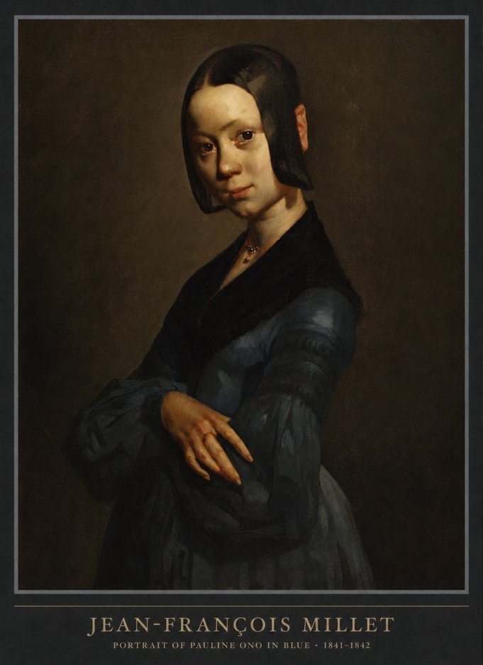 Jean-François Millet Portrait of Pauline Ono in Blue No6 - Plakat