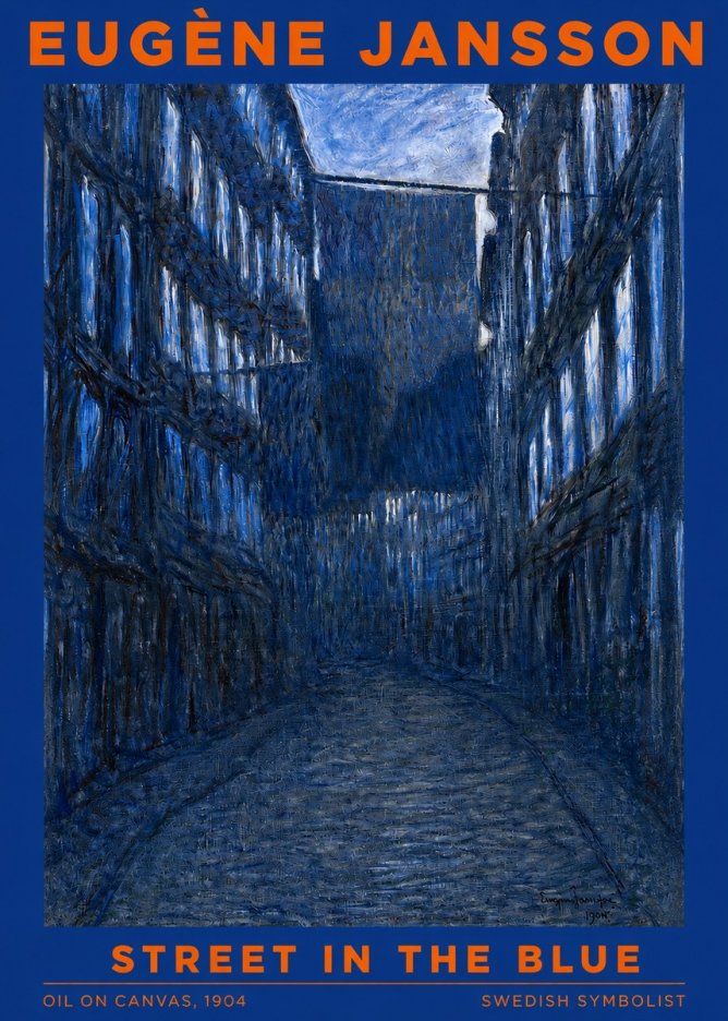 Eugène Jansson Street in the Blue No2 - Plakat