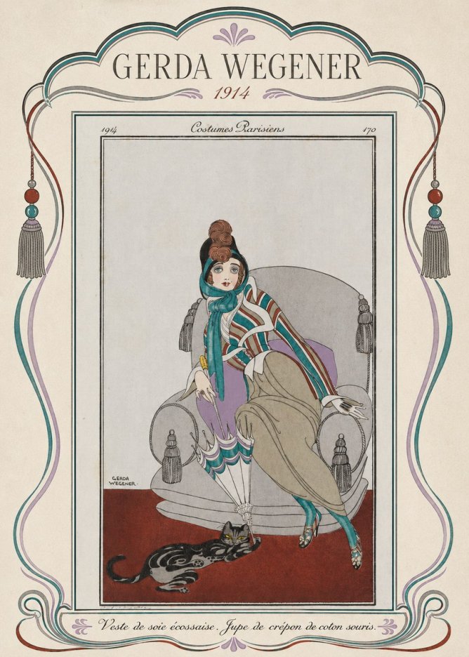 Gerda Wegener Veste De Soie Écossaise. Jupe De Crépon De Coton Souris. No4 - Plakat