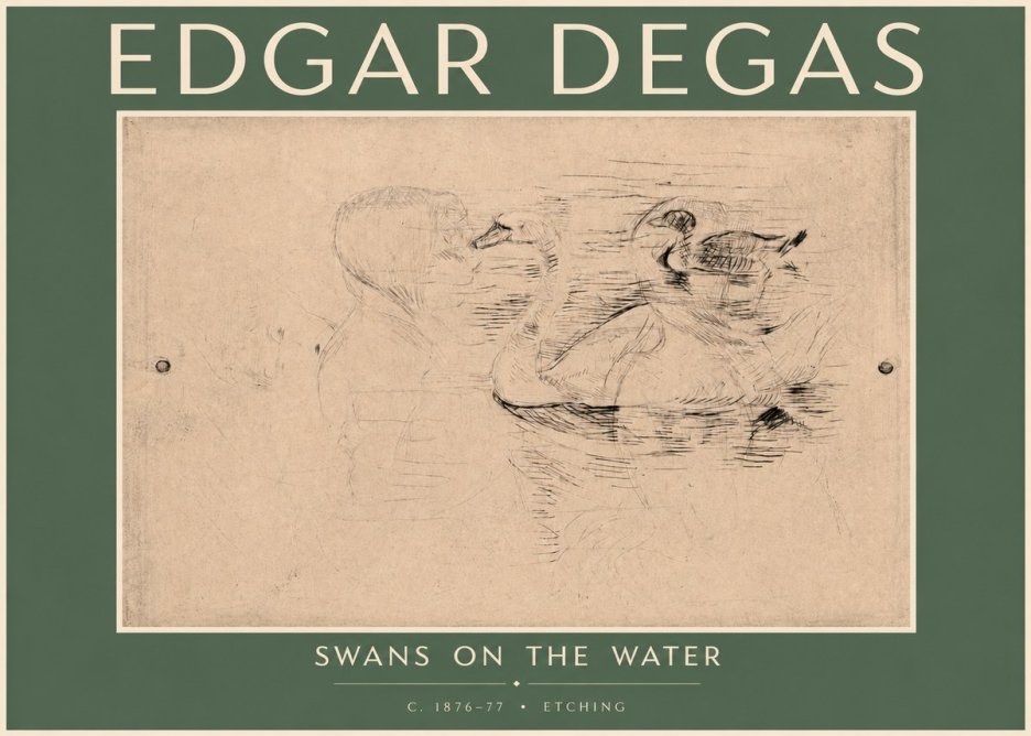 Edgar Degas Swans on the Water No4 - Plakat