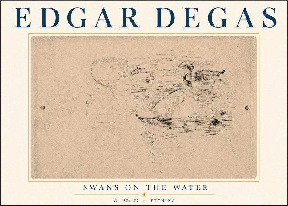 Edgar Degas Swans on the Water No6 - Plakat