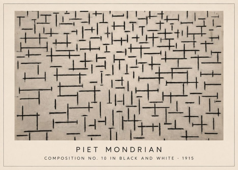 Piet Mondrian Composition No. 10 in Black and White No3 - Plakat
