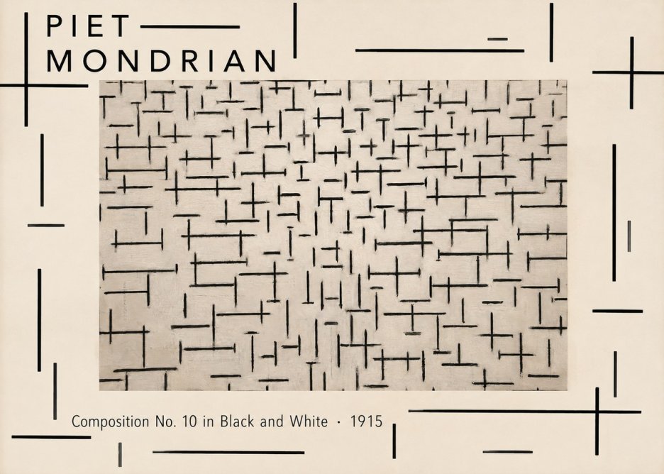 Piet Mondrian Composition No. 10 in Black and White No4 - Plakat