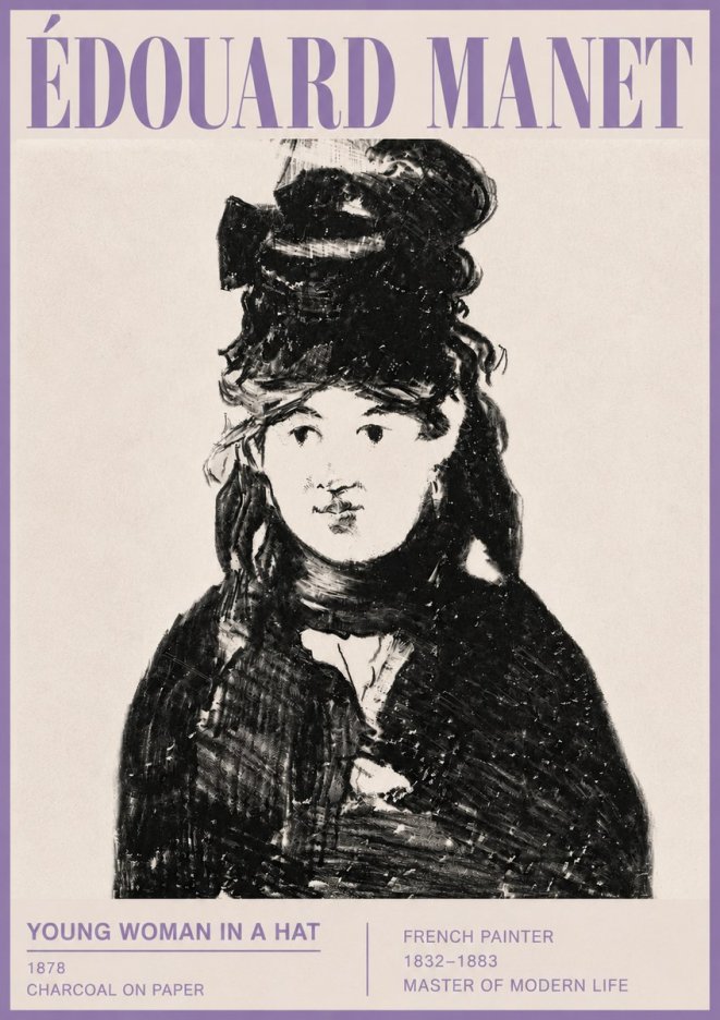 Édouard Manet Young Woman in a Hat III No5 - Plakat
