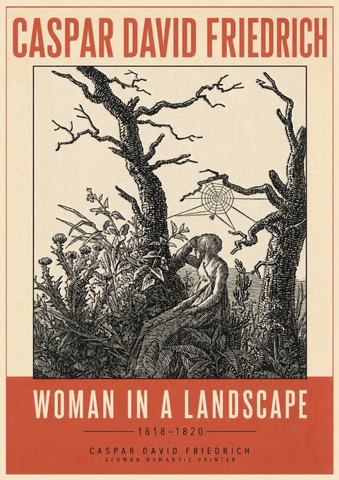 Caspar David Friedrich Woman in a Landscape No3 - Plakat