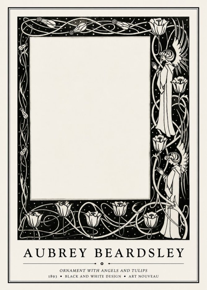 Aubrey Beardsley Ornament with Angels and Tulips No1 - Plakat