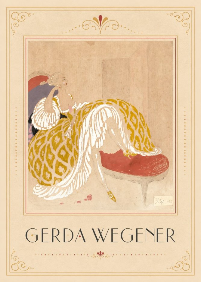 Gerda Wegener Woman in Yellow Dress No3 - Plakat