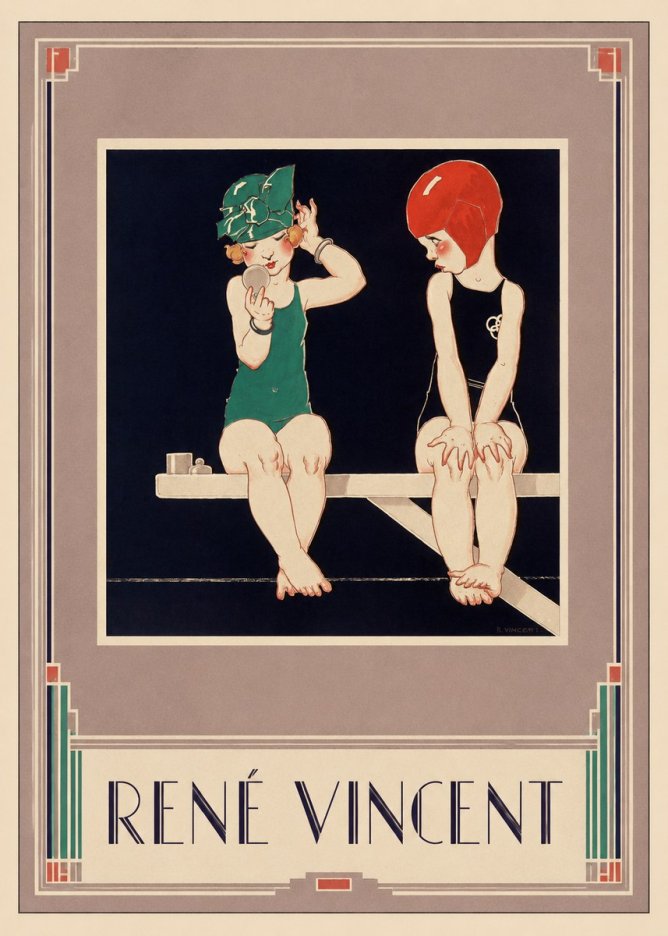 René Vincent At the Poolside No1 - Plakat