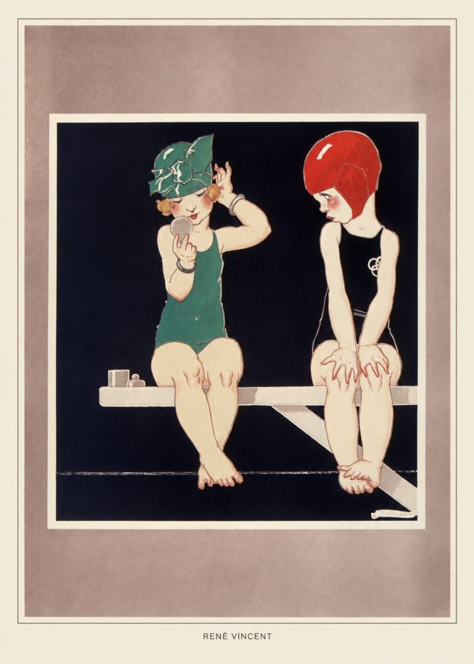 René Vincent At the Poolside No4 - Plakat