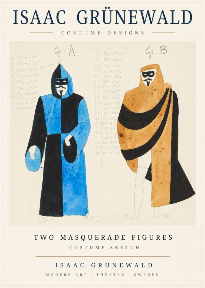 Isaac Grünewald Two Masquerade Figures - Costume Sketch No1 - Plakat