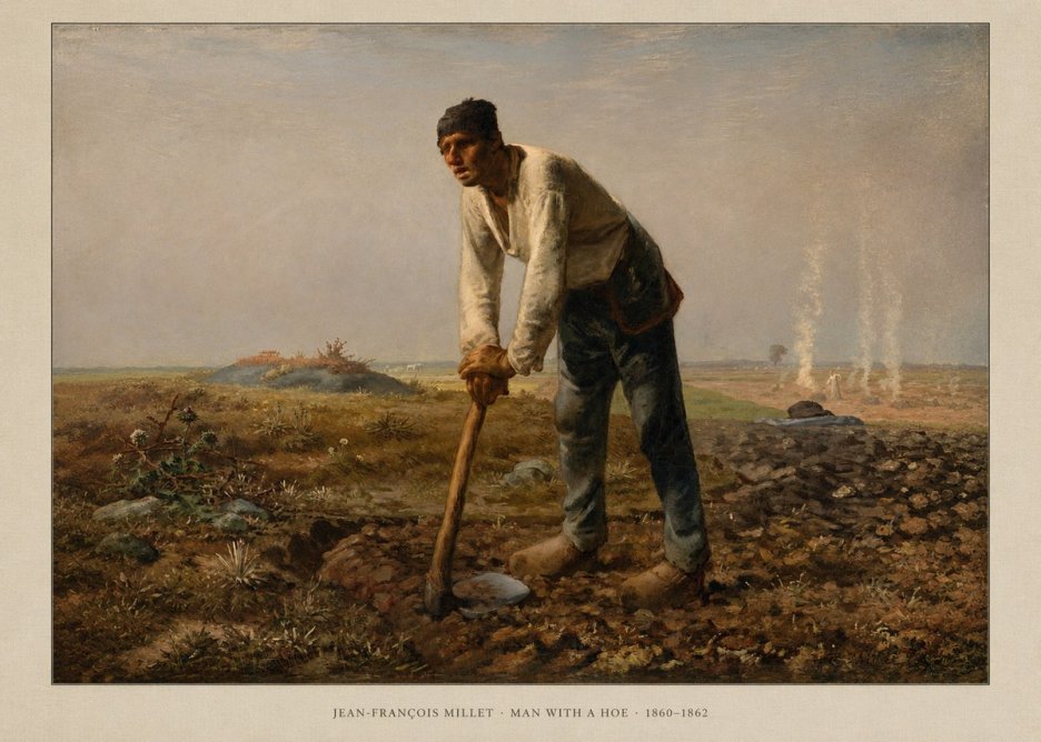 Jean-François Millet Man with a Hoe No6 - Plakat