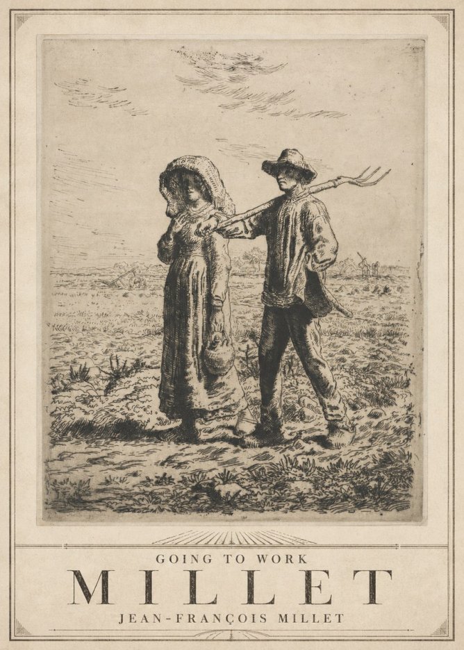 Jean-François Millet Going to Work No3 - Plakat