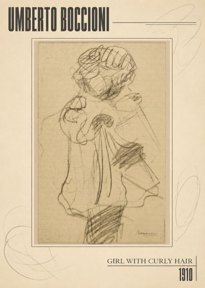 Umberto Boccioni Girl with Curly Hair No5 - Plakat
