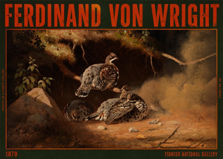 Ferdinand von Wright Grouse in a Forest Hollow No2 - Plakat