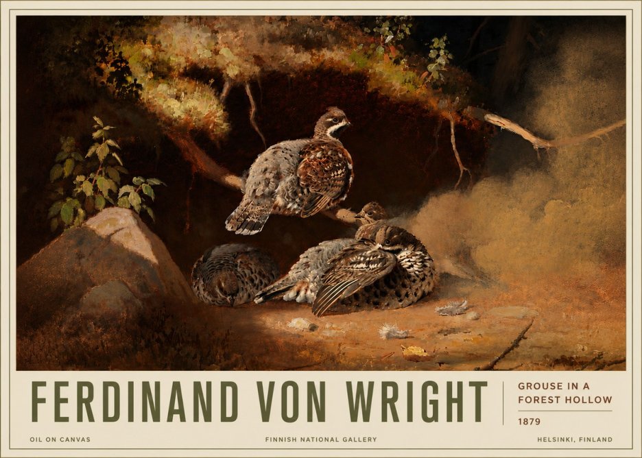 Ferdinand von Wright Grouse in a Forest Hollow No6 - Plakat