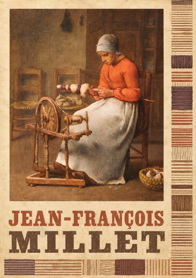 Jean-François Millet Woman Spinning No6 - Plakat