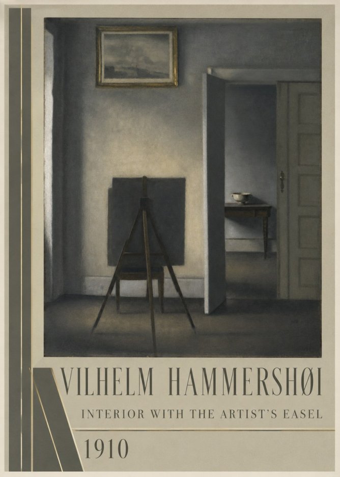 Vilhelm Hammershøi Interior with the Artist's Easel II No3 - Plakat