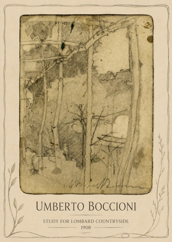 Umberto Boccioni Study for Lombard Countryside No3 - Plakat