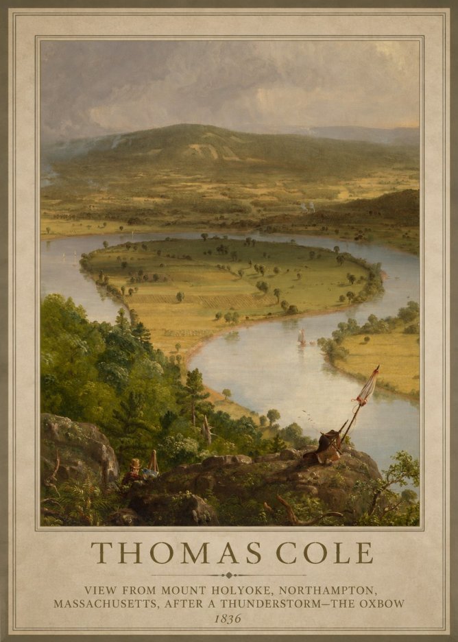 Thomas Cole View from Mount Holyoke, Northampton, Massachusetts, After a Thunderstorm—the Oxbow III No1 - Plakat
