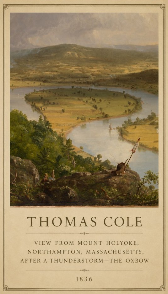 Thomas Cole View from Mount Holyoke, Northampton, Massachusetts, After a Thunderstorm—the Oxbow III No6 - Plakat